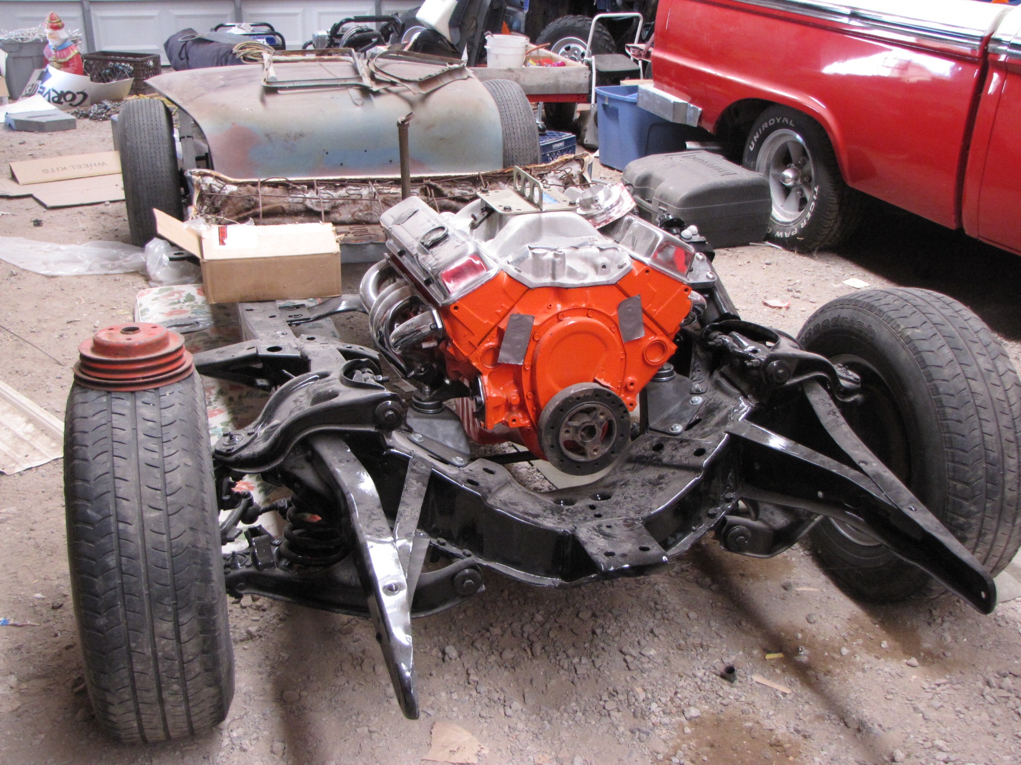 Engine installed on the restored frame of Midnight Storm